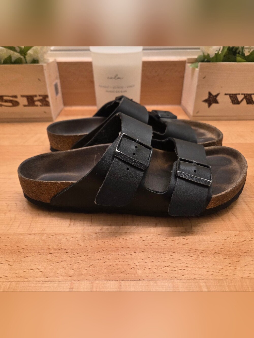 Birkenstock Arizona Sandals Black Birko-flor Womens Size 38